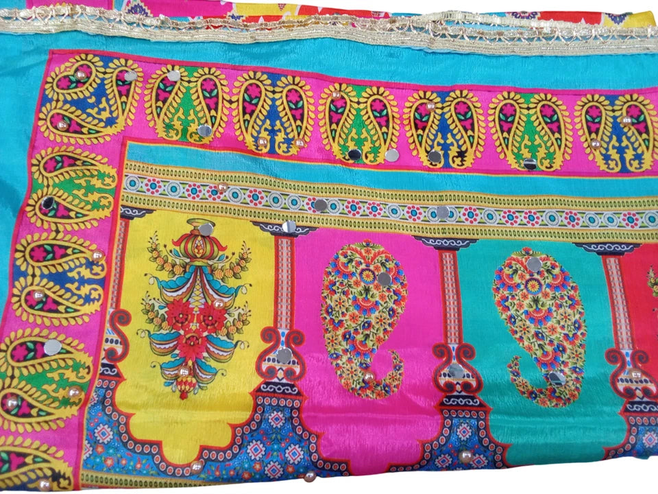 Wedding Dupatta for Women Phulkari Multicolor Bridal Silk
