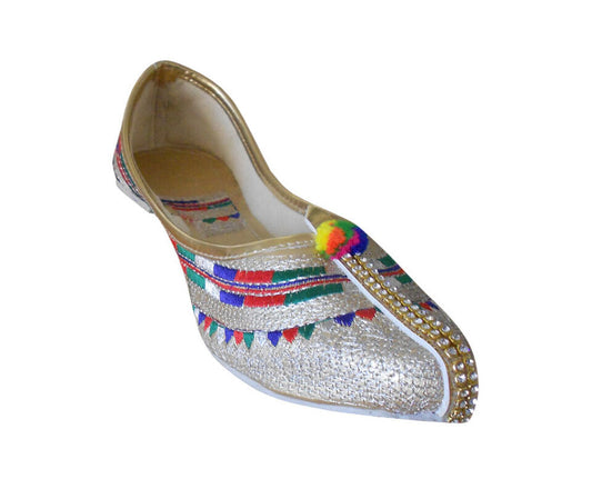 By Kalra Creations Women Shoes Wedding Indian Mojaries Handmade Jutties Punjabi Khussa Pointy Flip-Flops Flat US 5-8