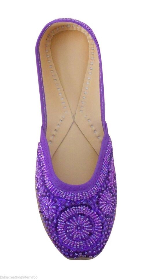 Women Shoes Indian Wedding Mojaries Handmade Leather Jutties Flip-Flops Flat US 9.5-12
