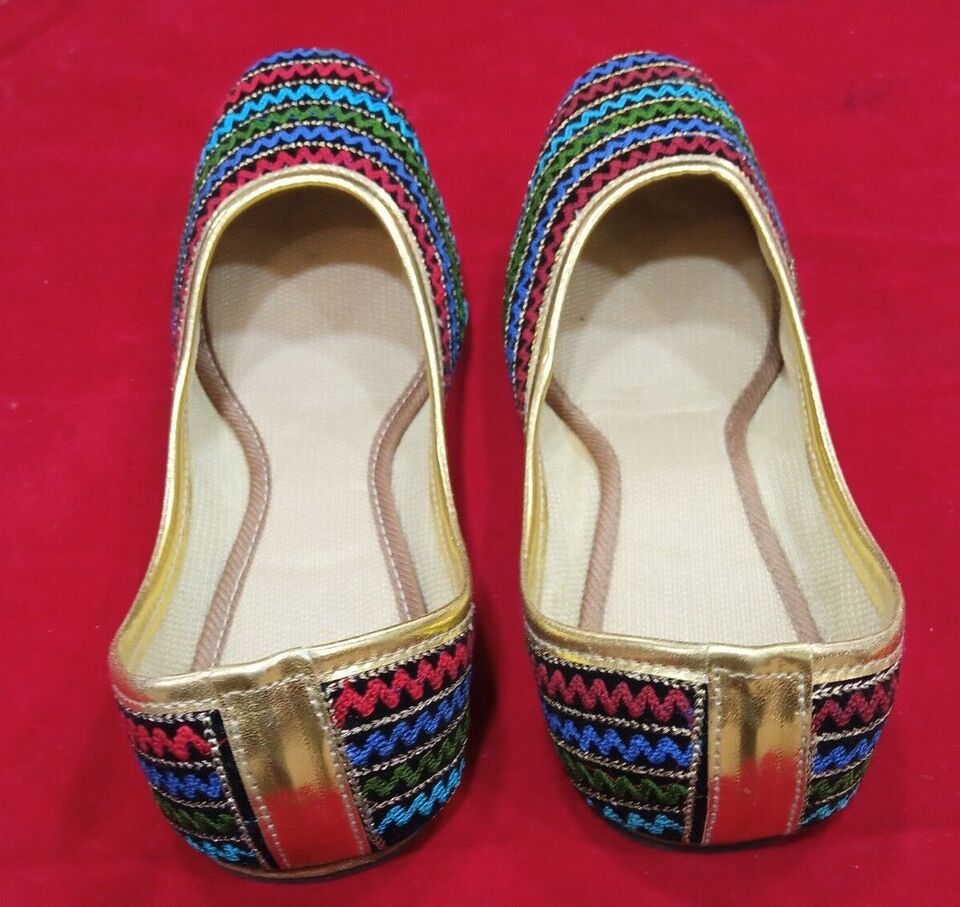 Women Shoes Indian Handmade Leather Mojaries Multi-Color Ballerinas Jutties Flip-Flops Flat US 5-9