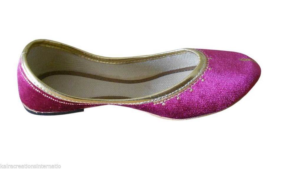 Women Shoes Indian Mojaries Pink Handmade Jutties Leather Ballerinas Flip-Flops Flat US 5-10
