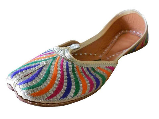 By Kalra Creations Women Shoes Handmade Leather Wedding Khussa Loafers Indian Mojaries Flip-Flops Flat US 5.5-8.5
