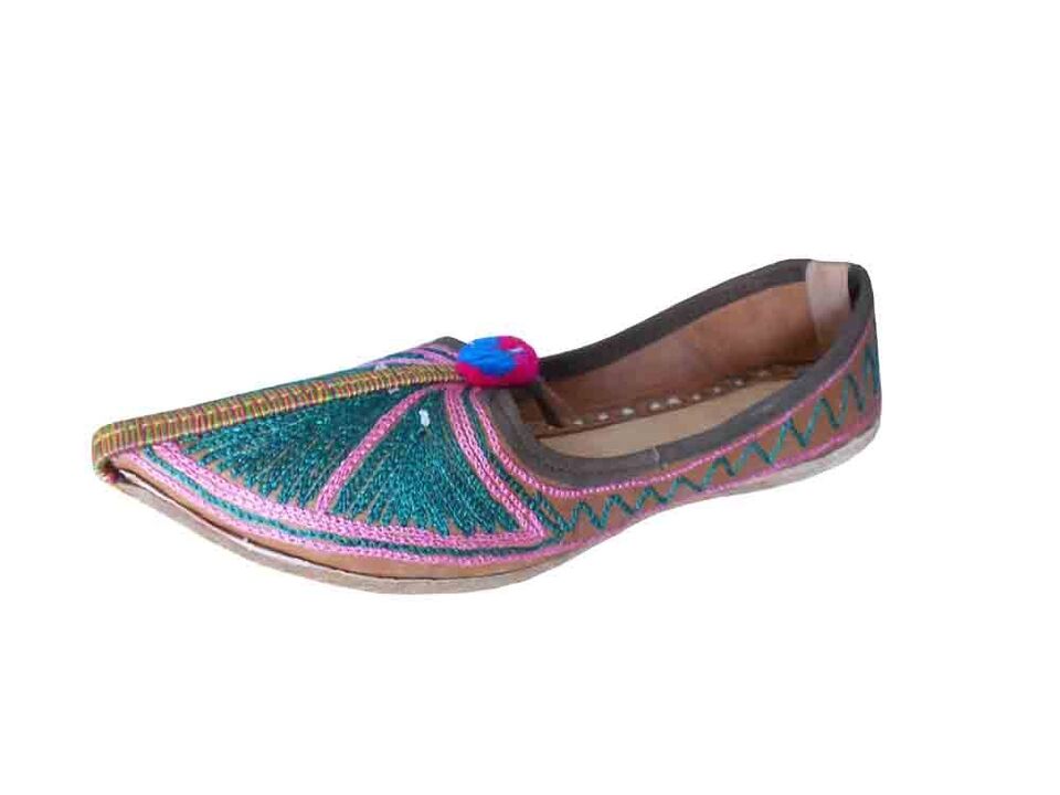 Women Shoes Indian Handmade Leather Boho Mojaries Casual Wedding Khussa Loafers Flip-Flops US 5.5-6.5