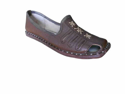 By Kalra Creations Men Shoes Indian Leather Mojaries Handmade Brown Casual Jutties Flip-Flops Flat US 11