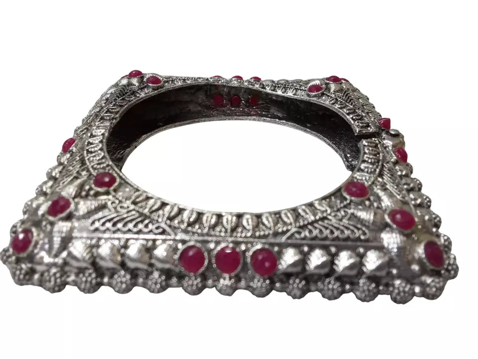 Women Indian Brass Side Openable Bracelet Oxidised Rajasthani Bangles Brass