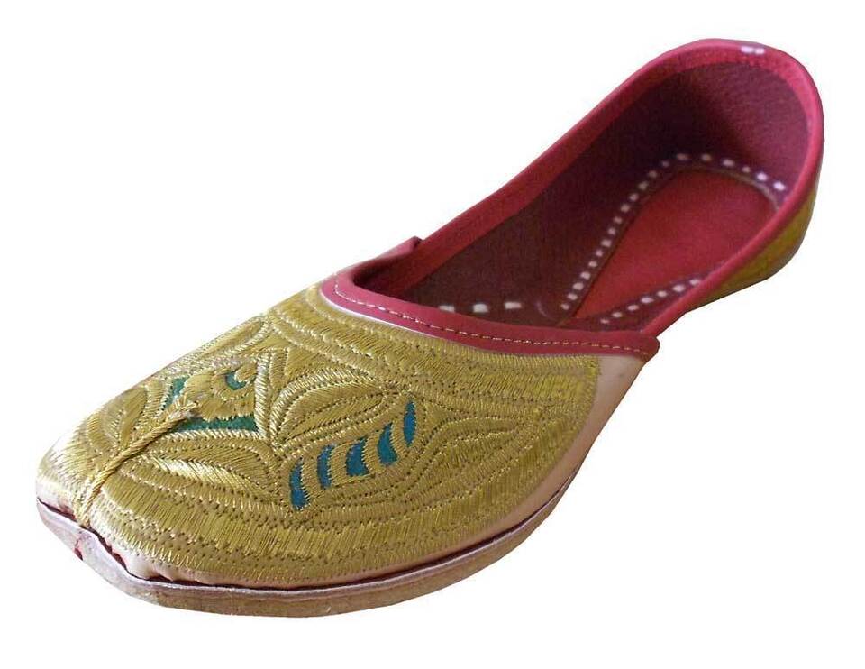 Women Shoes Handmade Leather Wedding Khussa Loafers Casual Mojaries Indian Jutties Flip-Flops Flat US 6-10