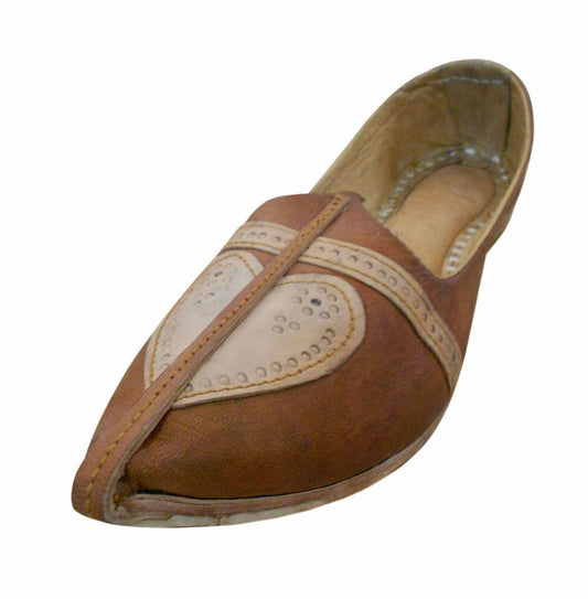 Men Shoes Traditional Genuine Indian khussa Leather Mojaries Handmade Flip-Flops Flat US 8