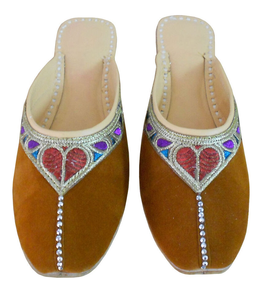 Women Clogs Slippers Traditional Jutties Indian Brown Handmade Mojaries Flip-Flops Flat US 6-10
