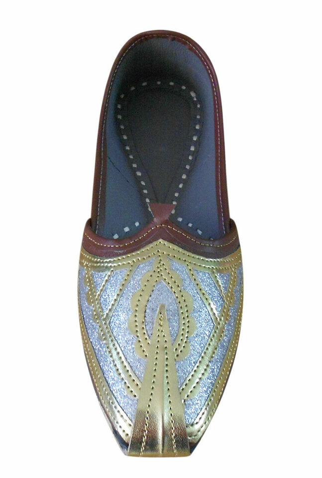 Men Shoes Traditional Jutties Indian Handmade Genuine Leather Mojaries Khussa Flip-Flops Flat US 8/9