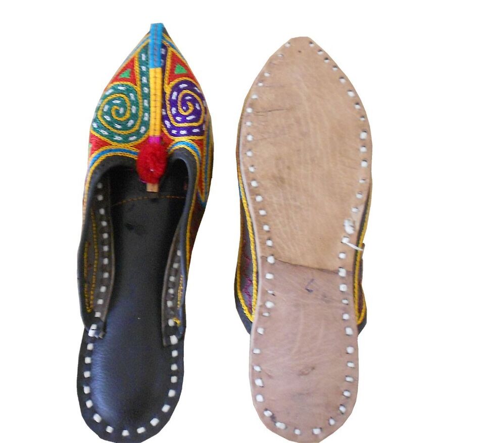 Women Shoes Indian Handmade Slippers Multi-Color Clogs Jutties Wedding Khussa Loafers Flip-Flops Flat US 4