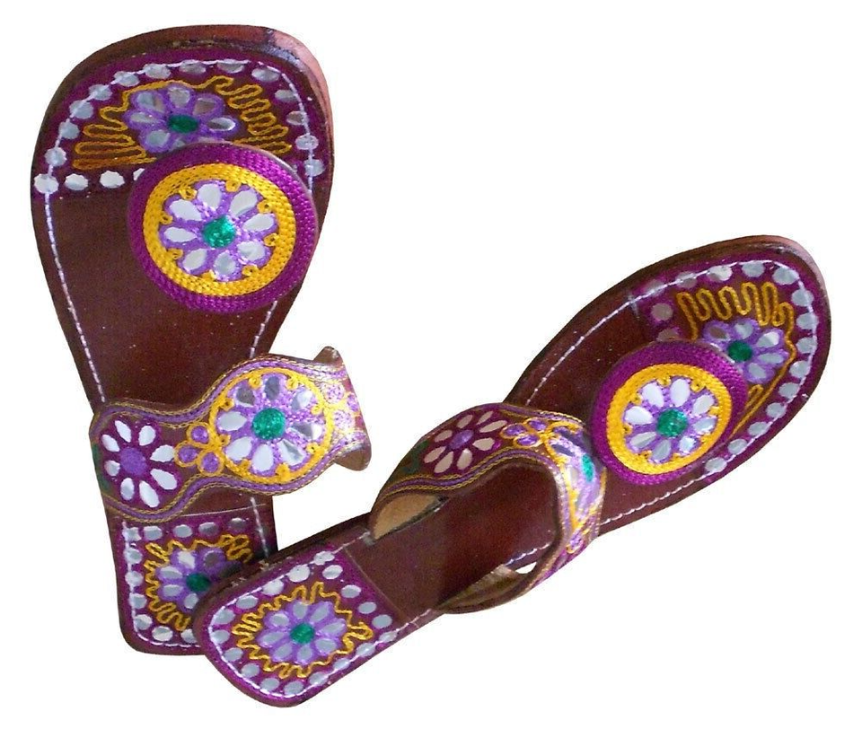 Women Slippers Indian Handmade Mojaries Traditional Jutties Leather Flip-Flops Flat US 7.5
