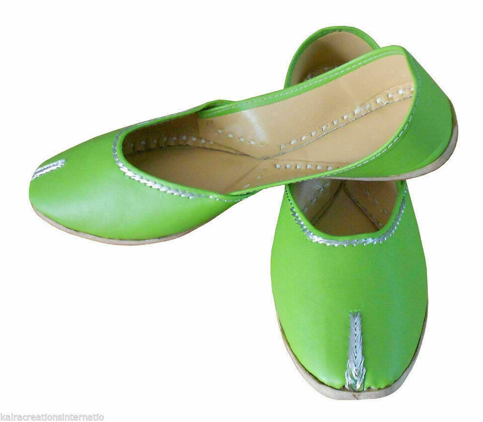 Women Shoes Indian Handmade Leather Jutties Punjabi Mojaries Flip-Flops Flat US 6-9.5