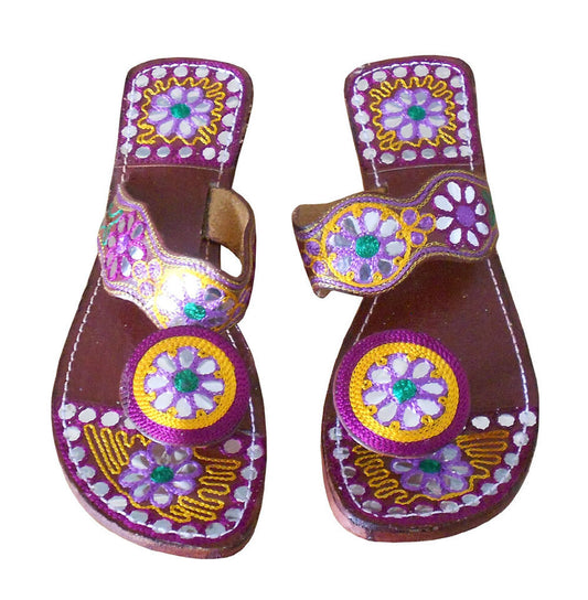 By Kalra Creations Women Slippers Indian Handmade Mojaries Traditional Jutties Leather Flip-Flops Flat US 7.5