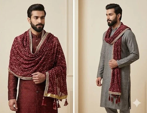 Groom Sherwani Dupatta Silk Wedding Stole