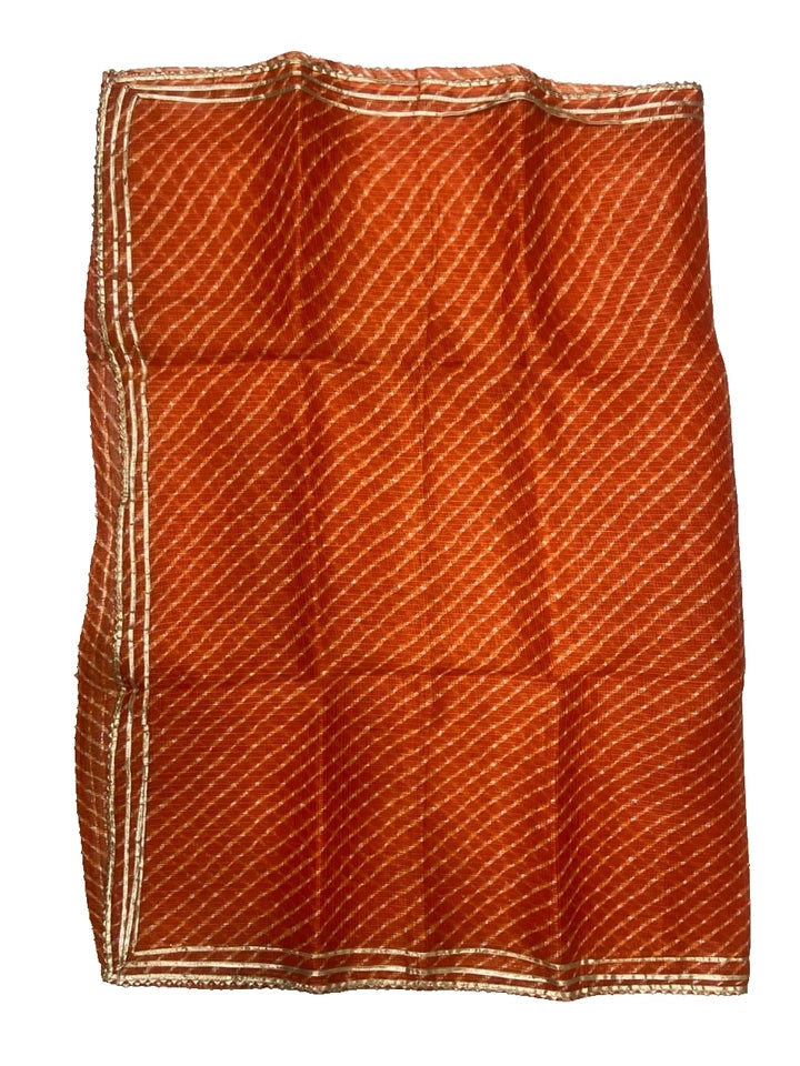 Wedding Dupatta Orange & Golden for Women Bridal Silk