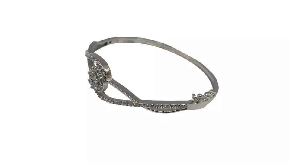 Women Bracelet Silver Plated Indian Jewelery Stone Kada Bracelet AD