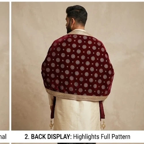 Groom Sherwani Dupatta Red Velvet Wedding Stole