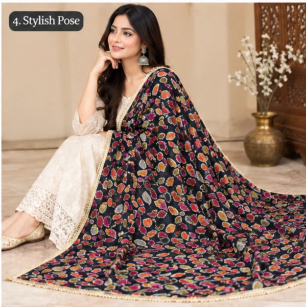 Wedding Multicolor Dupatta for Women Phulkari Bridal Silk