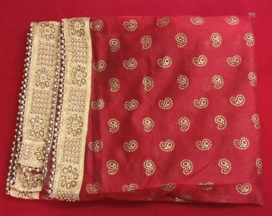 Groom Sherwani Dupatta Red Silk Wedding Stole