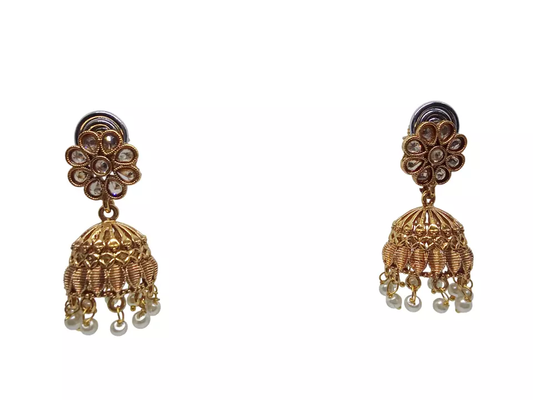 Women Kundan Polki Earrings Indian Bollywood Valentine's Day Gift Gold Plated By Kalra Creations