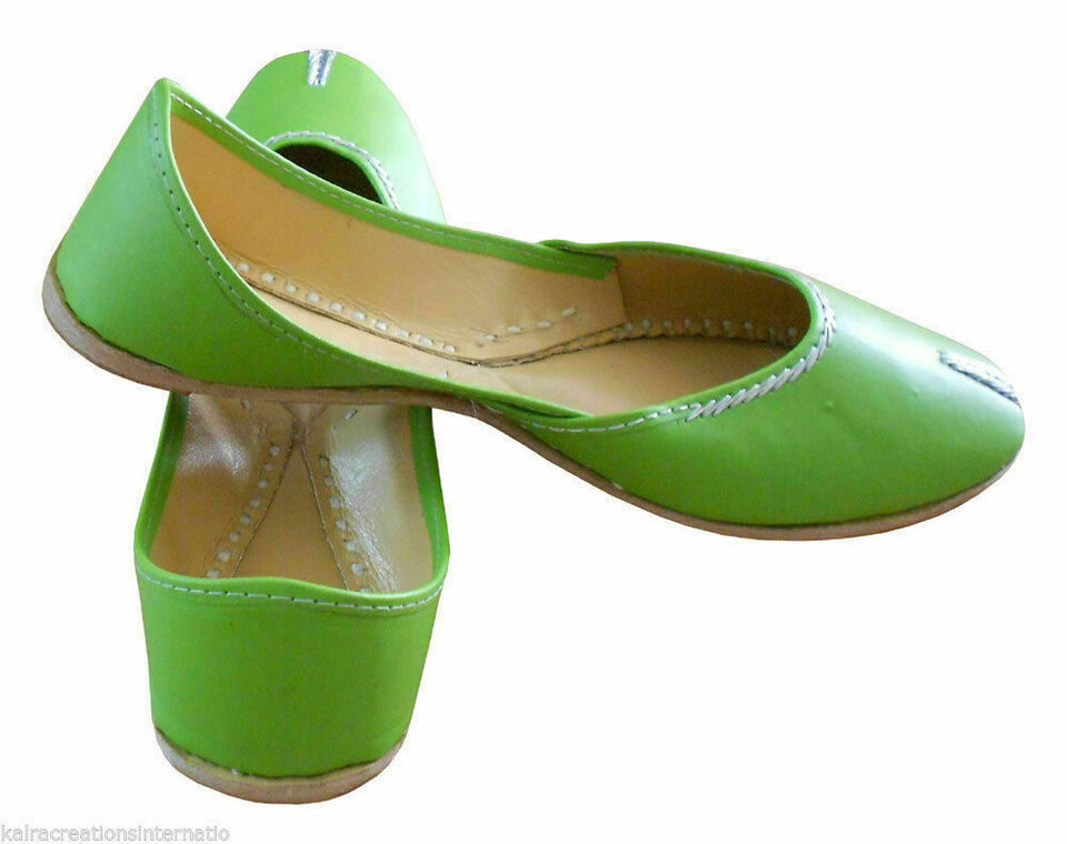 Women Shoes Indian Handmade Leather Jutties Punjabi Mojaries Flip-Flops Flat US 6-9.5