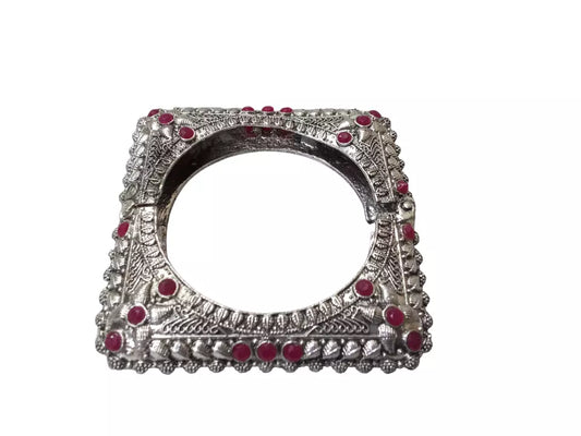 Women Indian Brass Side Openable Bracelet Oxidised Rajasthani Bangles Brass