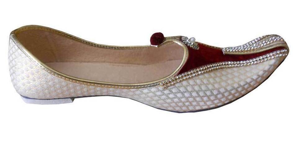 Men Shoes Indian Handmade Jutties Sherwani Cream Loafers Mojaries Flip-Flops Flat US 7
