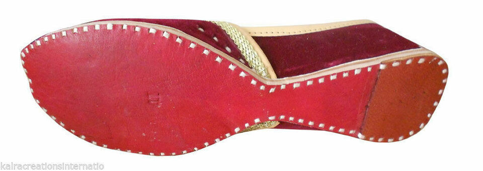 Women Shoes Indian Handmade Khussa Leather Mojaries Punjabi Jutties Flip-Flops Flat US 9.5-12