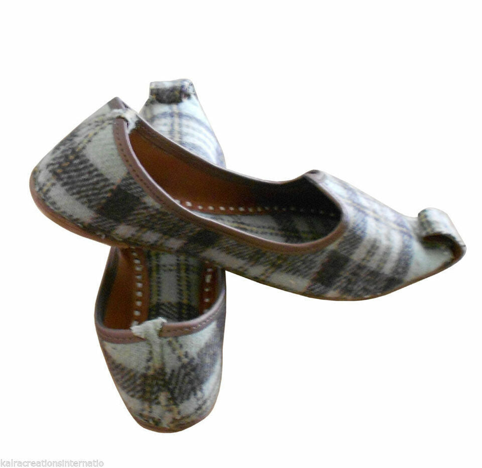Women Shoes Indian Handmade Leather Mojaries Wedding Khussa Loafers Khussa Flip-Flops Flat US 7