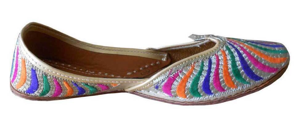 Women Shoes Handmade Leather Wedding Khussa Loafers Indian Mojaries Flip-Flops Flat US 5.5-8.5