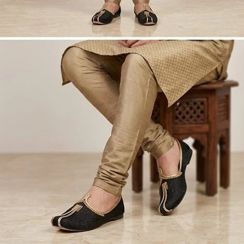 Men Shoes Sherwani Jutties Loafers Black Flip-Flops Mojaries