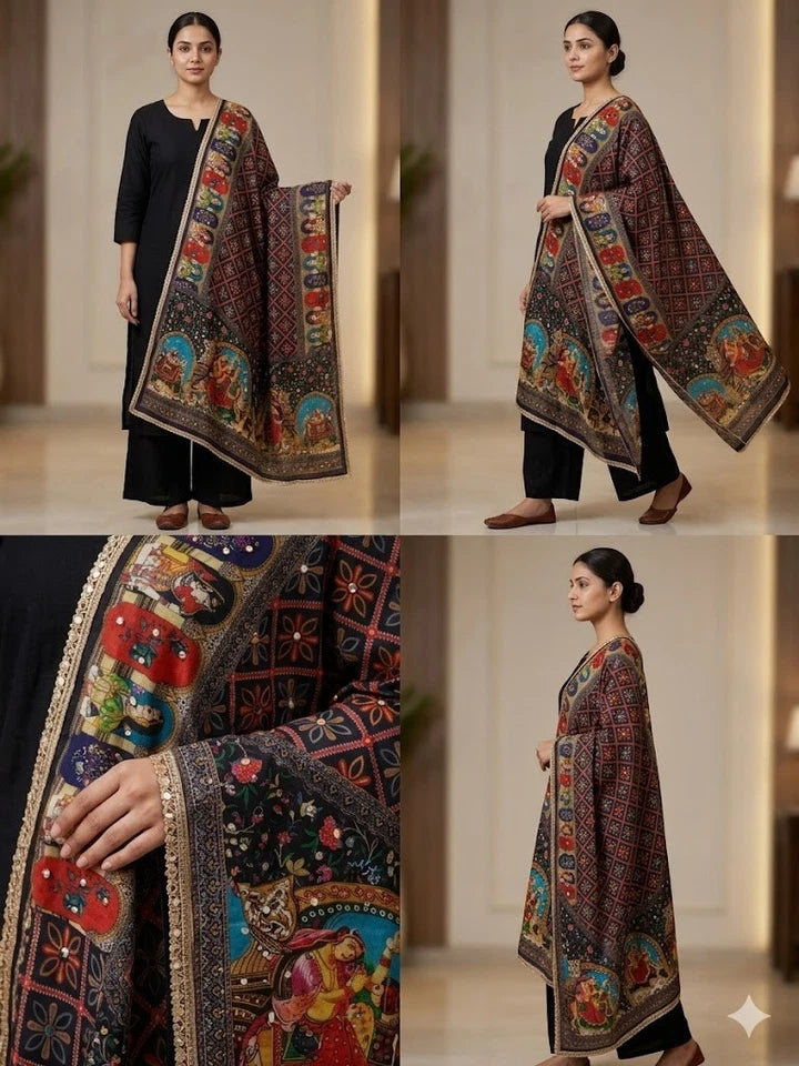 Wedding Dupatta for Women Pakistani Multicolor Bridal Silk