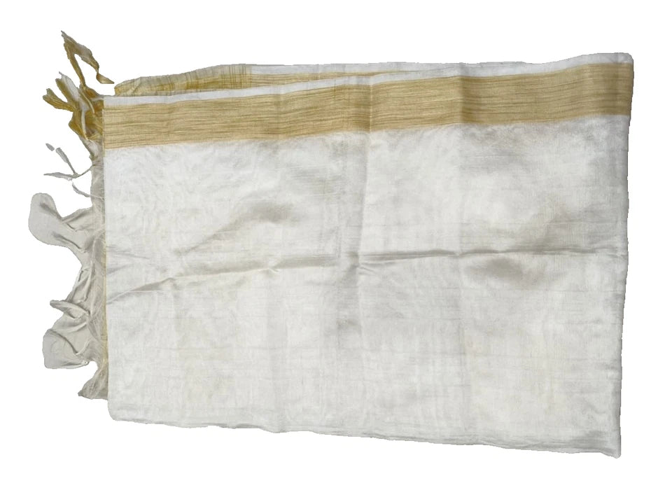 Wedding Dupatta White & Golden for Women Bridal Silk