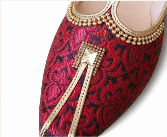 Sherwani Mojari Shoes for Groom Maroon Black