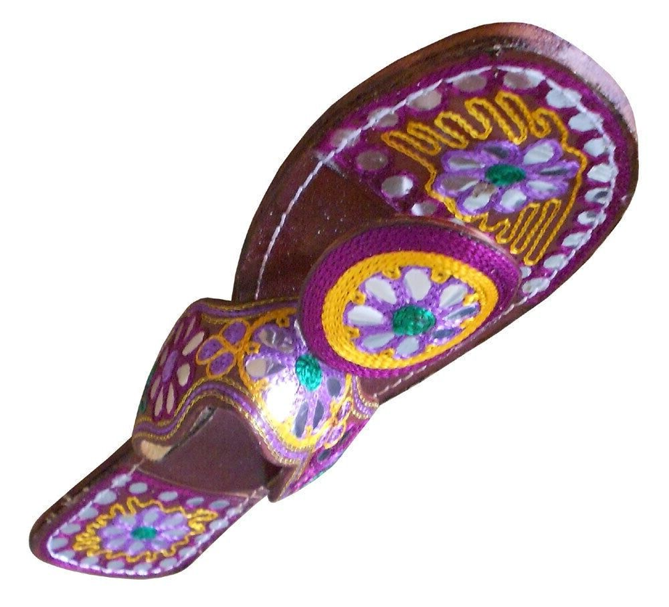 Women Slippers Indian Handmade Mojaries Traditional Jutties Leather Flip-Flops Flat US 7.5