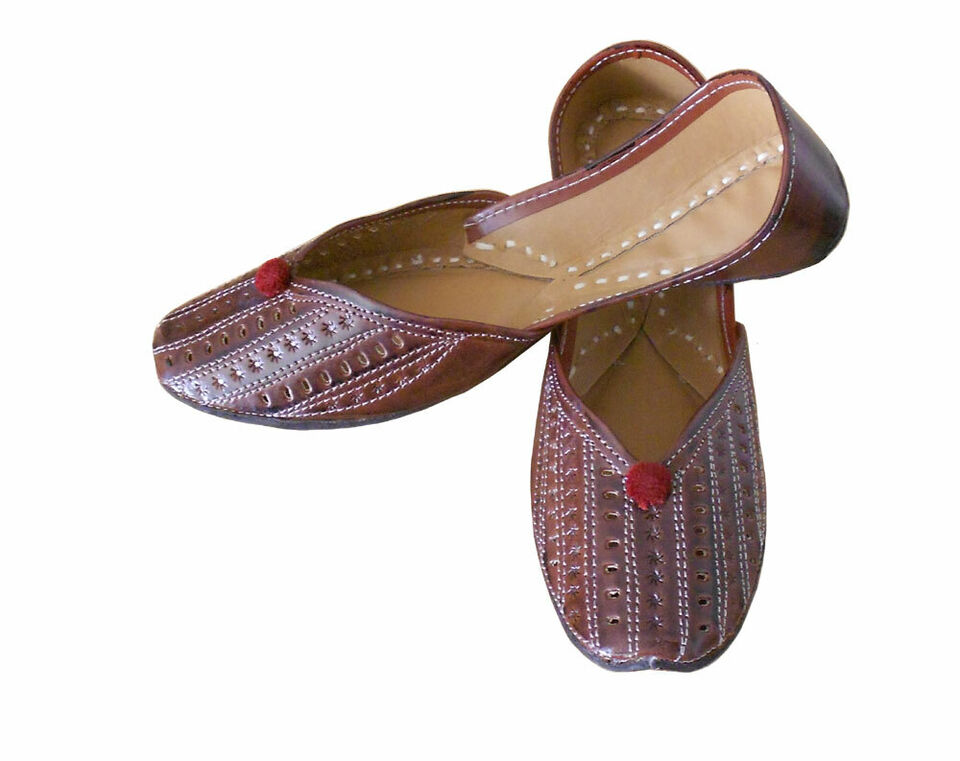 Women Shoes Indian Casual Ethnic Handmade Mojaries Leather Jutties Flip-Flops Flat US 5.5