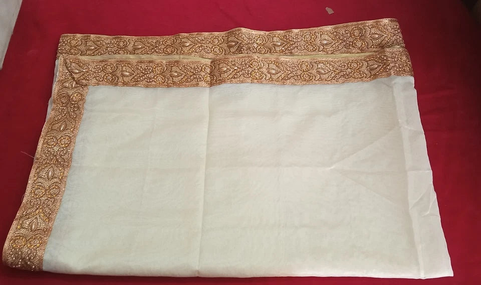 Men Silk Stole Indian Traditional Scarves White Wedding Groom
