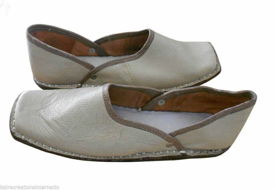 Men Shoes Indian Handmade Casual Jutties Leather Tan Color Loafers Mojaries Flip-Flops Flat US 8/9