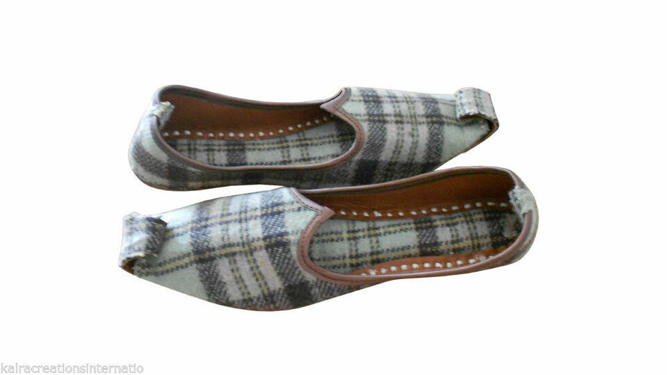 Women Shoes Indian Handmade Leather Mojaries Wedding Khussa Loafers Khussa Flip-Flops Flat US 7