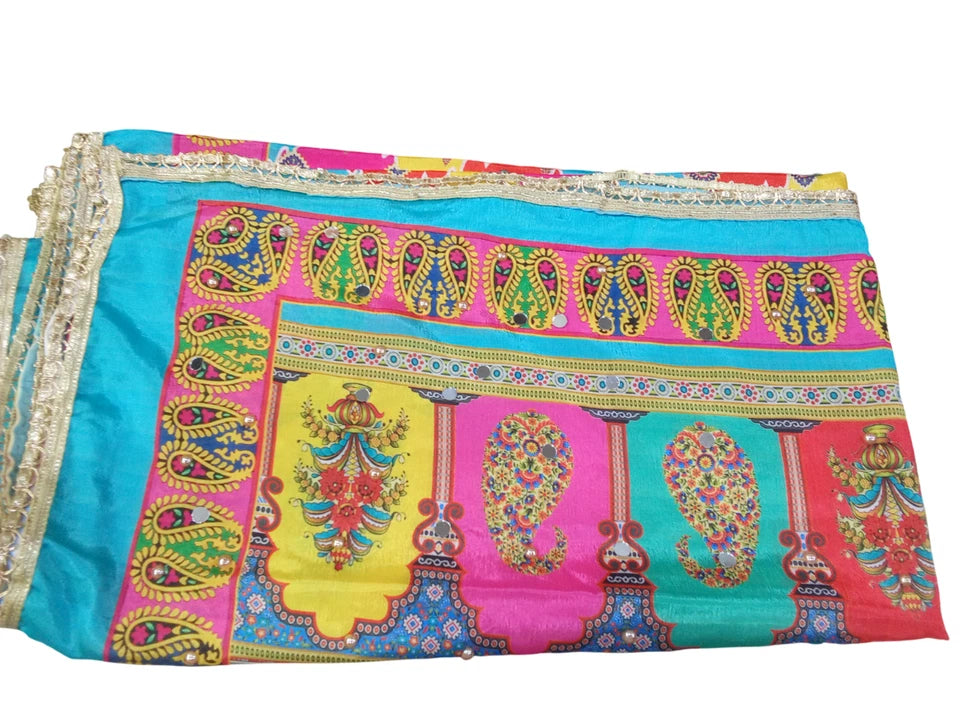 Wedding Dupatta for Women Phulkari Multicolor Bridal Silk