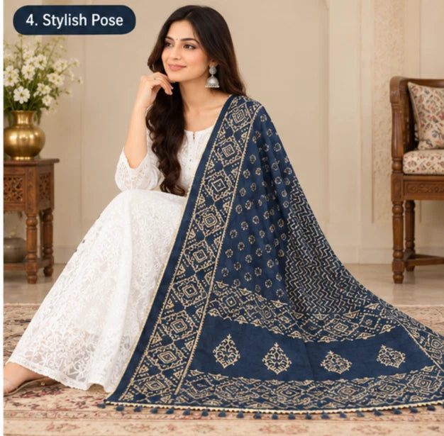 Wedding Multicolor Dupatta for Women Phulkari Bridal Silk