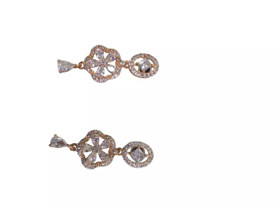 Women Necklace Jewelry Earrings Indian Bollywood Bridal AD Set Rose Gold Plated