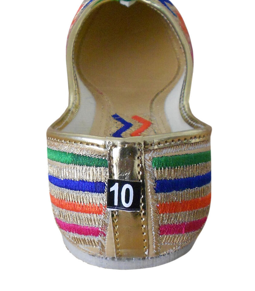 Women Shoes Indian Handmade Mojaries Multicolor Pointy Casual Jutties Flip-Flops Flats US 5-7.5