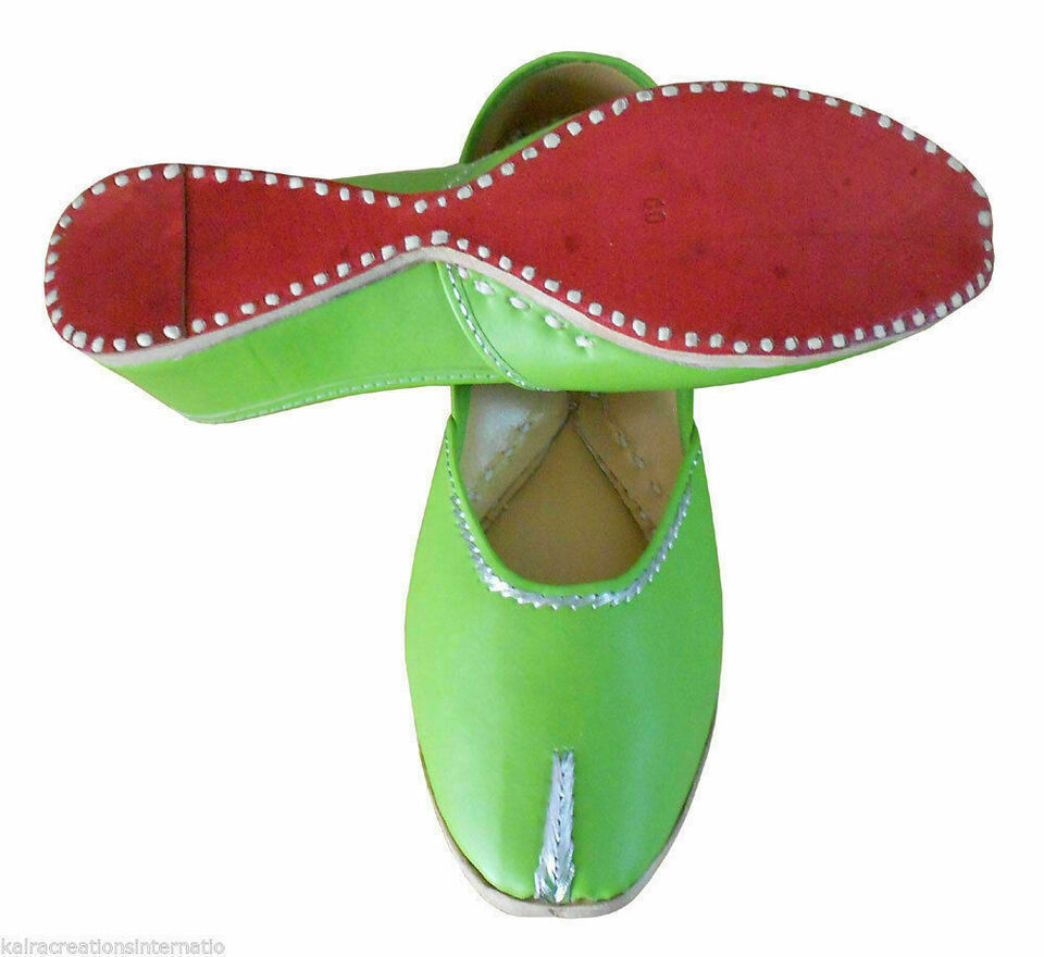 Women Shoes Indian Handmade Leather Jutties Punjabi Mojaries Flip-Flops Flat US 6-9.5