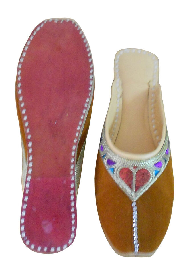 Women Clogs Slippers Traditional Jutties Indian Brown Handmade Mojaries Flip-Flops Flat US 6-10