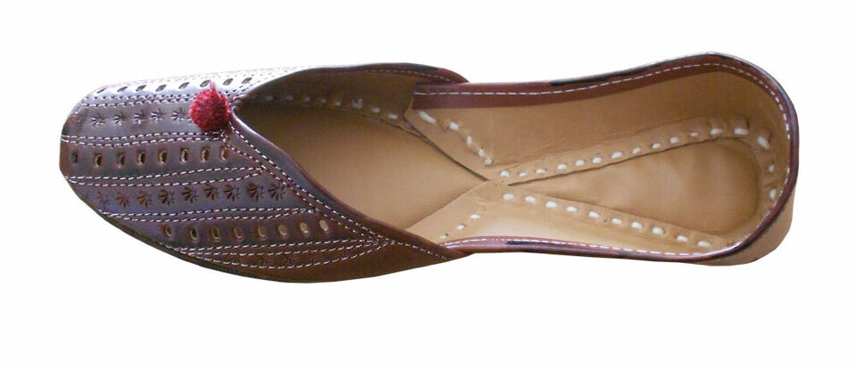Women Shoes Indian Casual Ethnic Handmade Mojaries Leather Jutties Flip-Flops Flat US 5.5