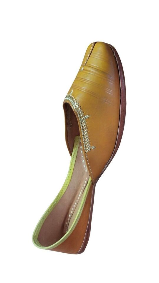 Women Shoes Indian Mojaries Handmade Leather Ballerinas Jutties Flip-Flops Flat US 6.5/8.5