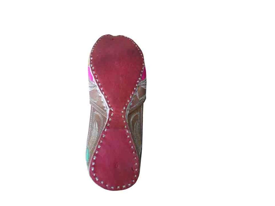 Women Shoes Indian Punjabi Mojaries Handmade Wedding Khussa Leather Jutties Flip-Flops 5.5-8.5