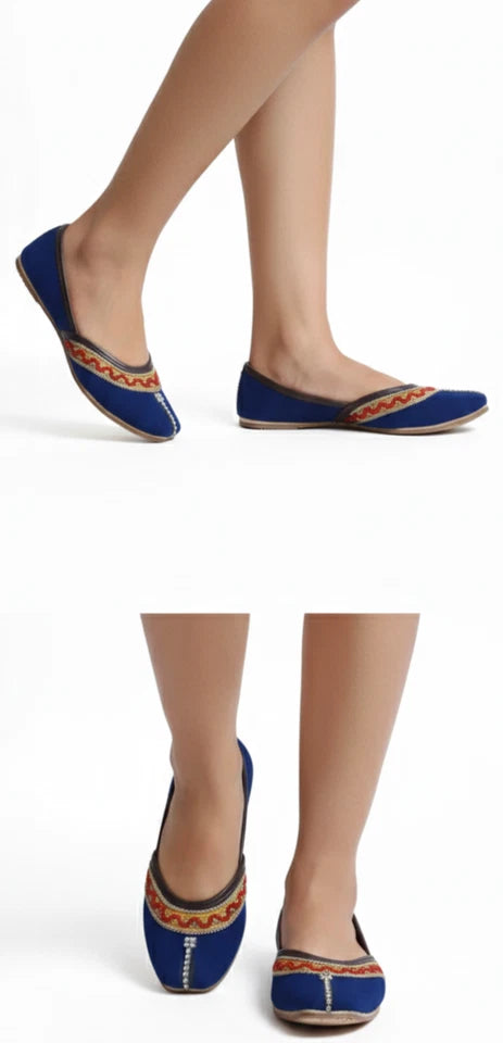 Handmade Bridal Blue Jutti Ethnic Flats Mojari