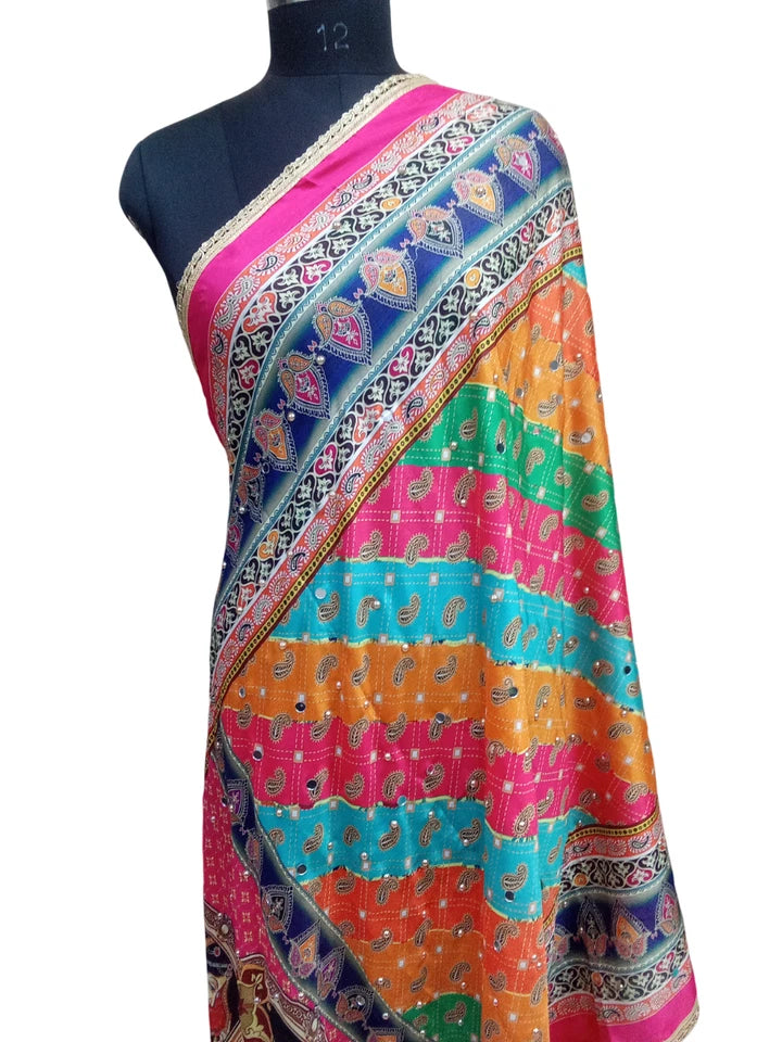 Wedding Dupatta for Women Pakistani Multicolor Bridal Silk